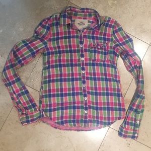 Hollister Co. plaid button down shirt blouse small